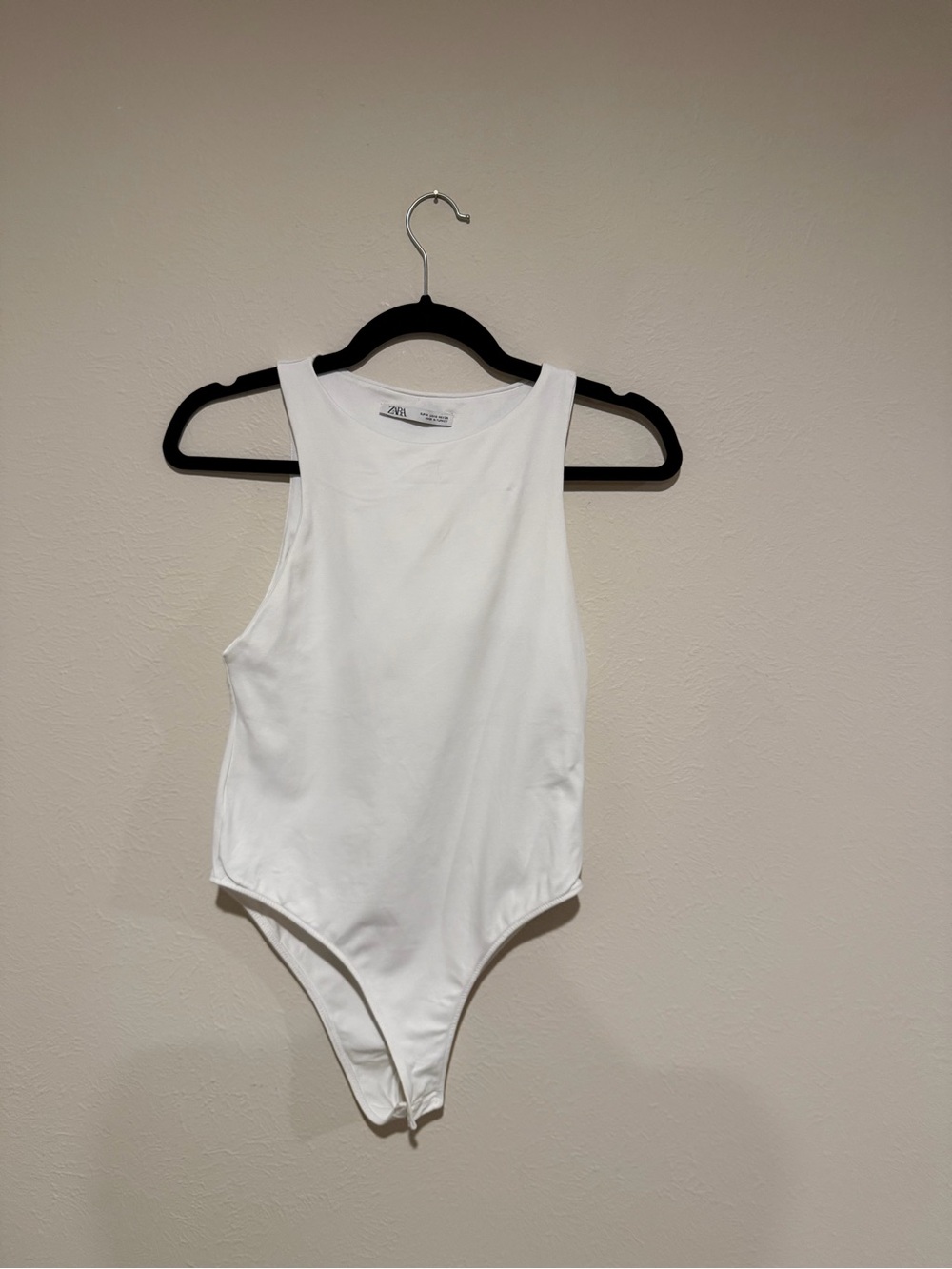 Zara White Sleeveless woman One-Piece Bodysuit